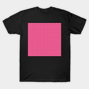 White polka dots on pink fuchsia background T-Shirt